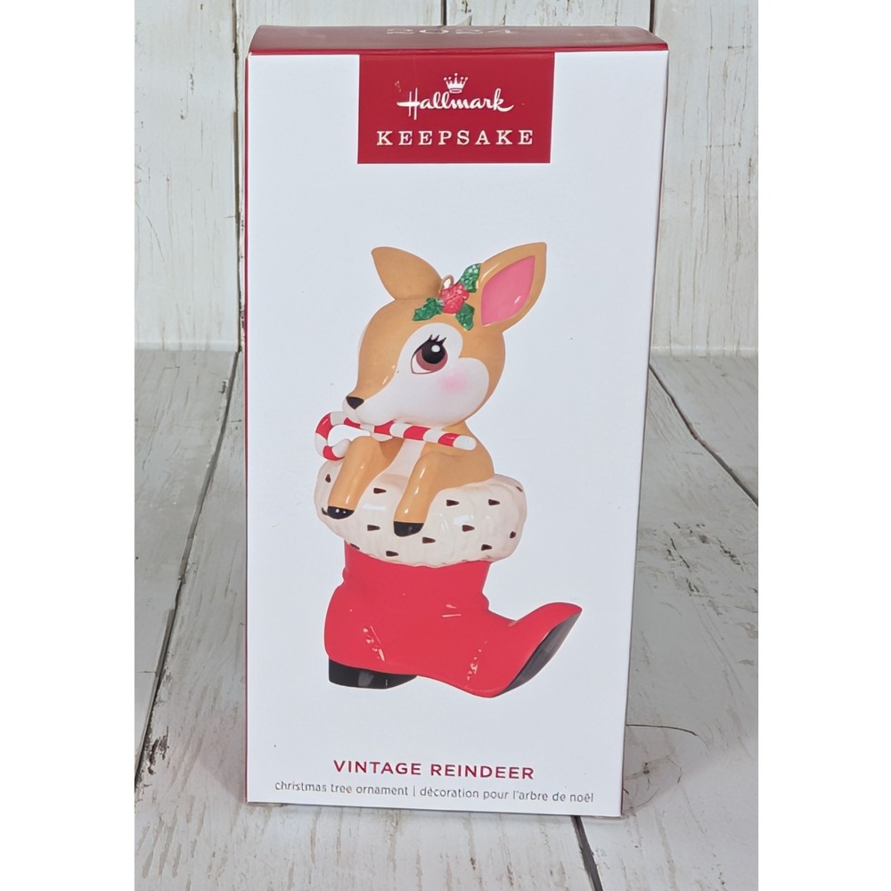 2024 Hallmark‎ Vintage Reindeer Porcelain Ornament